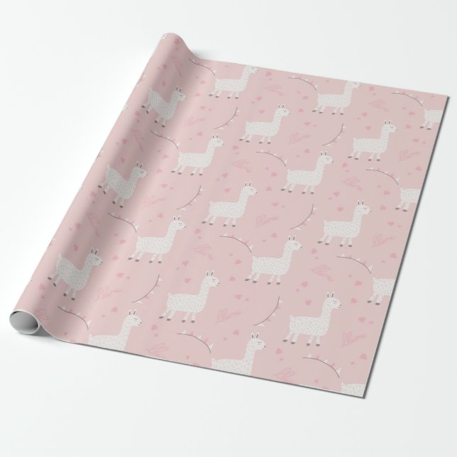 Cute Lama sömlös Presentpapper (Utrullad)