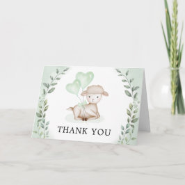 Cute Lamb Baby får Greenery Eucalyptus Tack Kort