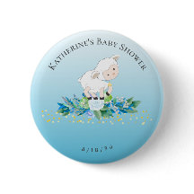 Cute Lamb Blue Blommigt Boy Baby