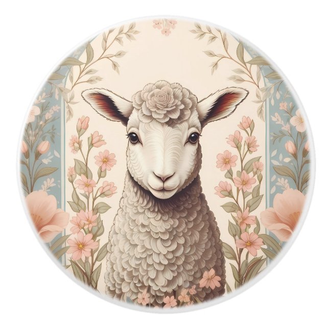 Cute Lamb Delicate Pastel Floral Knopp (Framsidan)