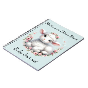 Cute Lamb med Blommigt Krona Illustration Anteckningsbok