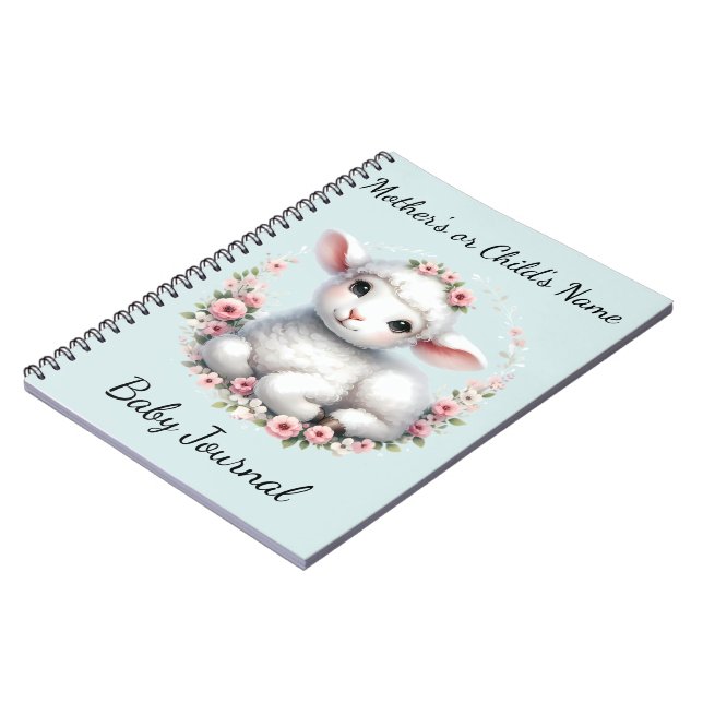 Cute Lamb med Blommigt Krona Illustration Anteckningsbok (Vänstra Sidan)