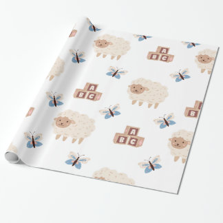 Cute Lamb och butterfly Baby dusch Presentpapper
