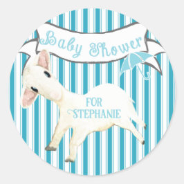 Cute Lamb Pojke Shower Mamma som ska vara Namn Runt Klistermärke