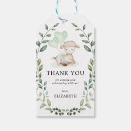 Cute Lamb Vår Greenery Baby Shower Tack Presentetikett