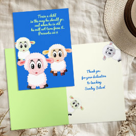 Cute Lambs Lärare Söndag skolbarnvakt Tack Kort
