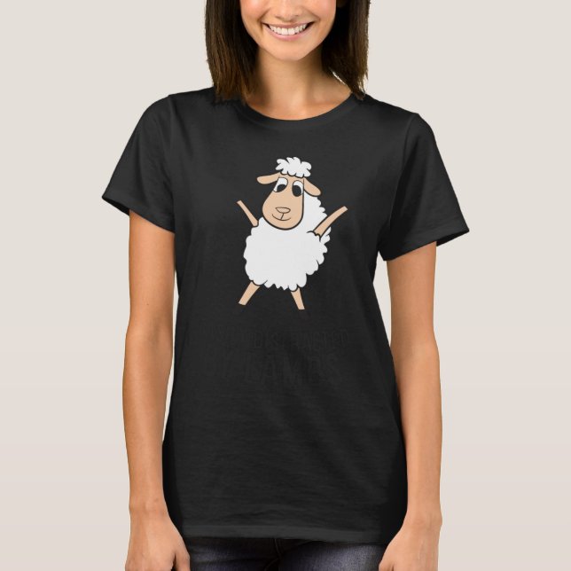 Cute Lambs lätt distraherade av lamm Funny Lamb L T Shirt (Framsida)