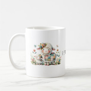 Cute Lambs med Blommigt- och lappverksdetaljer Kaffemugg