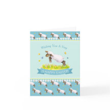 Cute lamm, blått glad påsk