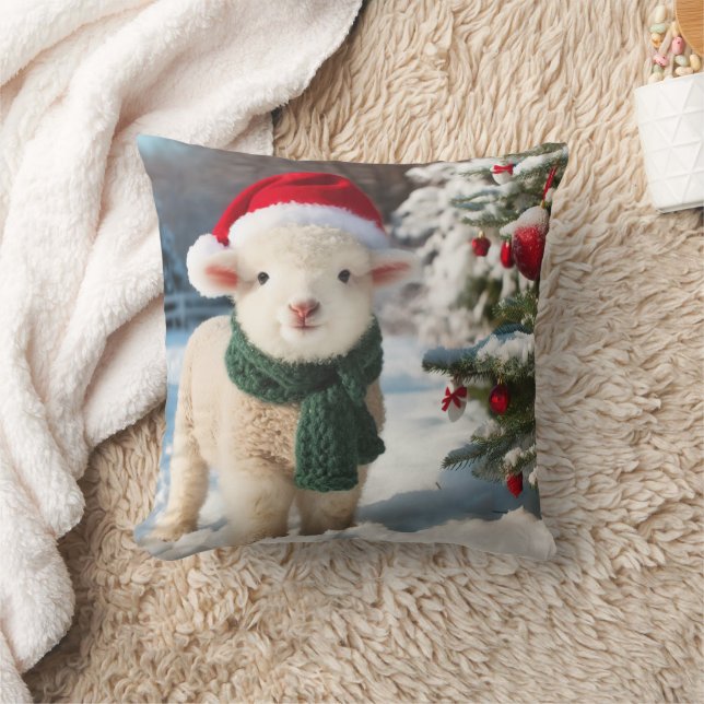 Cute lamm med scarf och tomat kudde (Filt)
