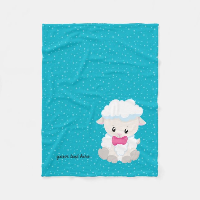 Cute lamm * välj bakgrund färg fleecefilt (Framsidan)