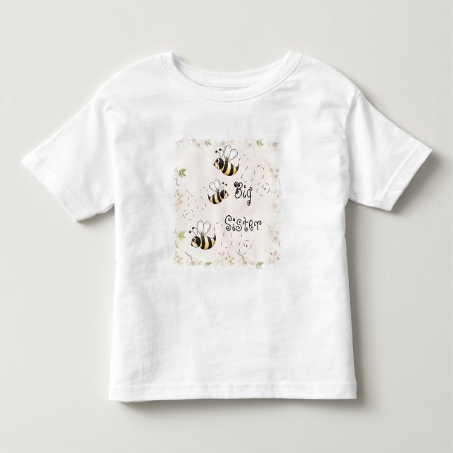 Cute Land Bees Big Sister Tee Shirt (Framsida)