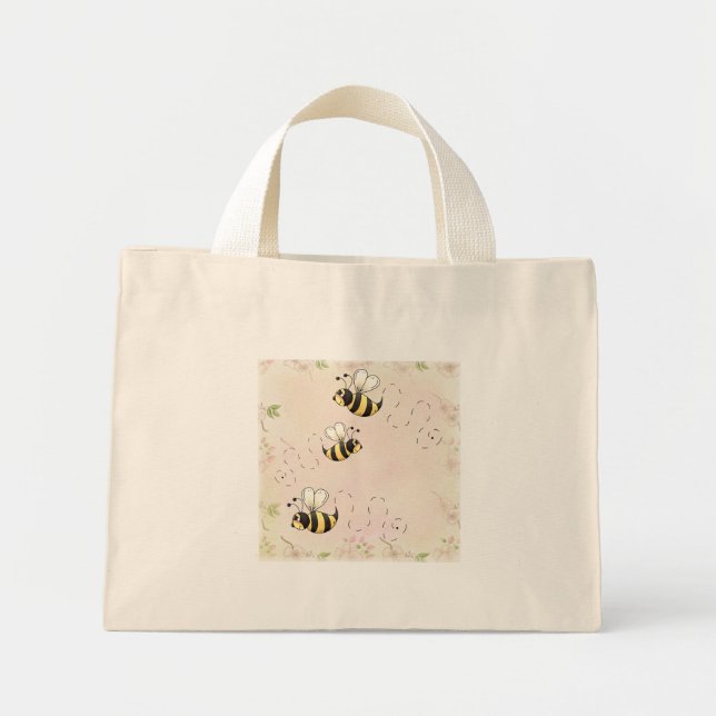 Cute Land Bees Tote Mini Tygkasse (Framsidan)
