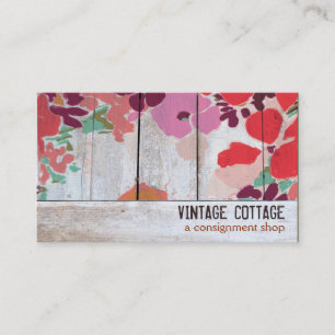 Cute Land Blommigt Wood Art Consignation Boutique Visitkort