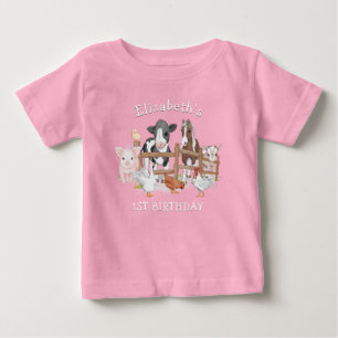 Cute Land Boskap 1:a födelsedag T Shirt