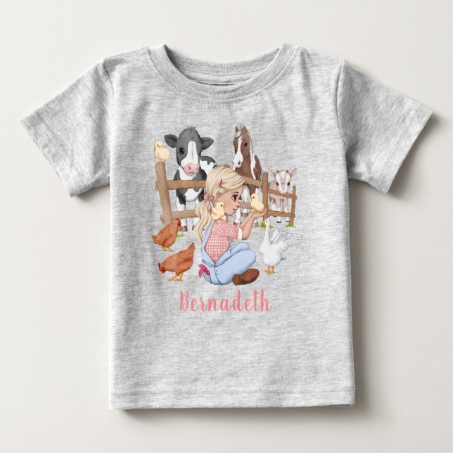 Cute Land Boskap Girl Birthday T Shirt (Framsida)