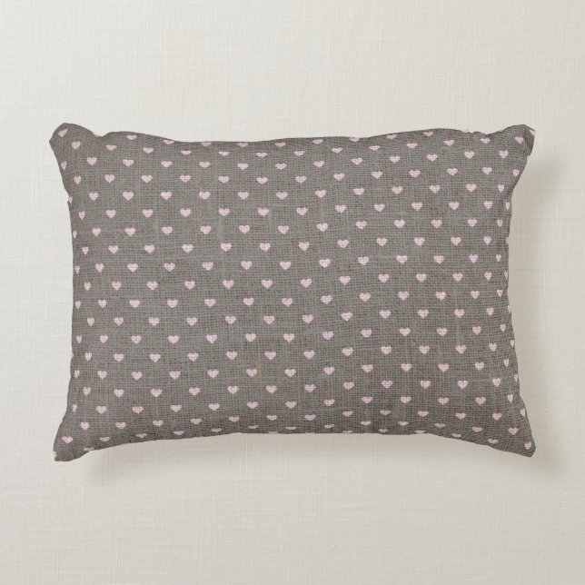 Cute Land Burlap Hjärter Prydnadskudde (Framsidan)