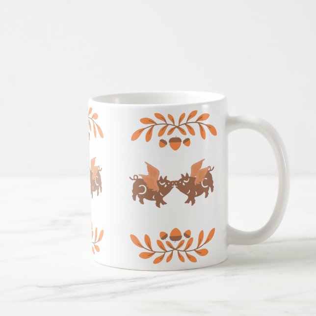 Cute Land Fall Kissing Winged Grisar Kaffemugg (Höger)