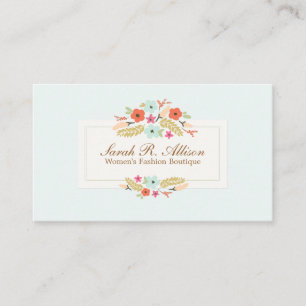Cute Land Flowers Vintage Blommigt Boutique Visitkort