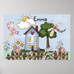 Cute Land Folk Art Bild Poster