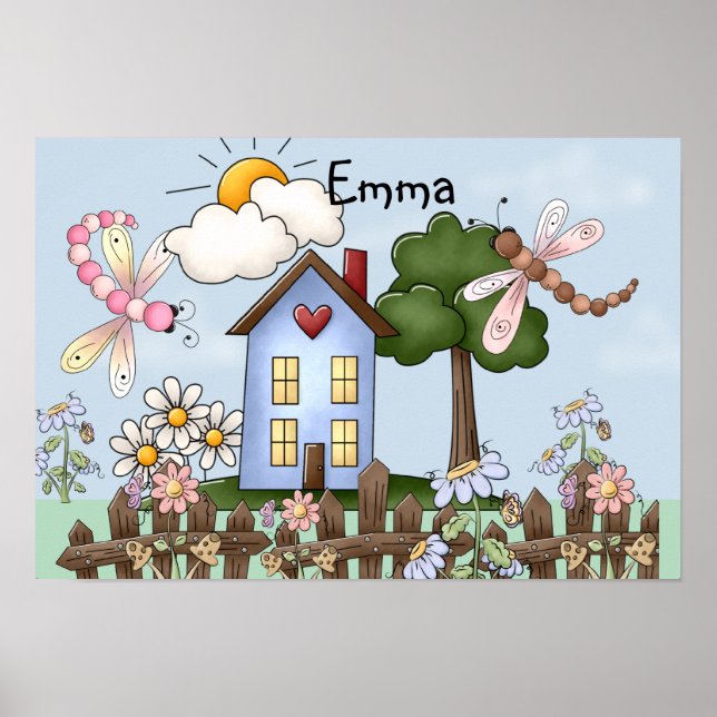 Cute Land Folk Art Bild Poster (Framsidan)