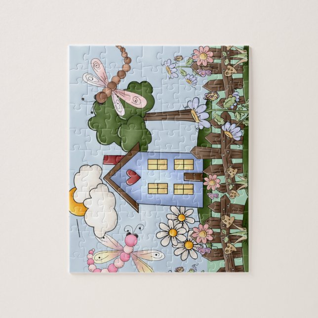 Cute Land Folk Art Bild Pussel (Vertikal)