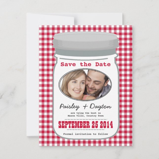 Cute Land Gingham Mason Burk Spara datum Datumet (Framsida)
