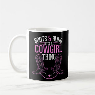 Cute Land Girl Boots Bling Det är en Cowgirl Sak Kaffemugg