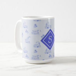 Cute Land Goose Toile Mönster Monogram Kaffemugg