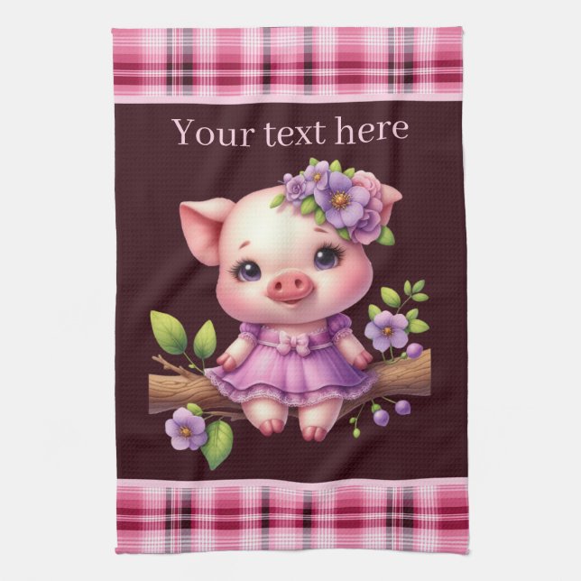 Cute Land gris lägger till text Kökshandduk (Vertikal)