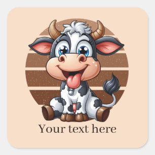 Cute Land ko lägger till text Fyrkantigt Klistermärke