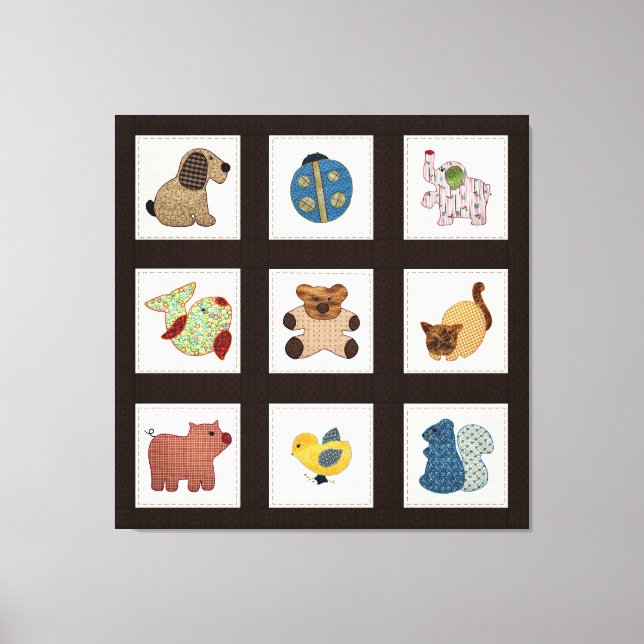 Cute Land Stil Baby djur Quilt Canvastryck (Framsida)