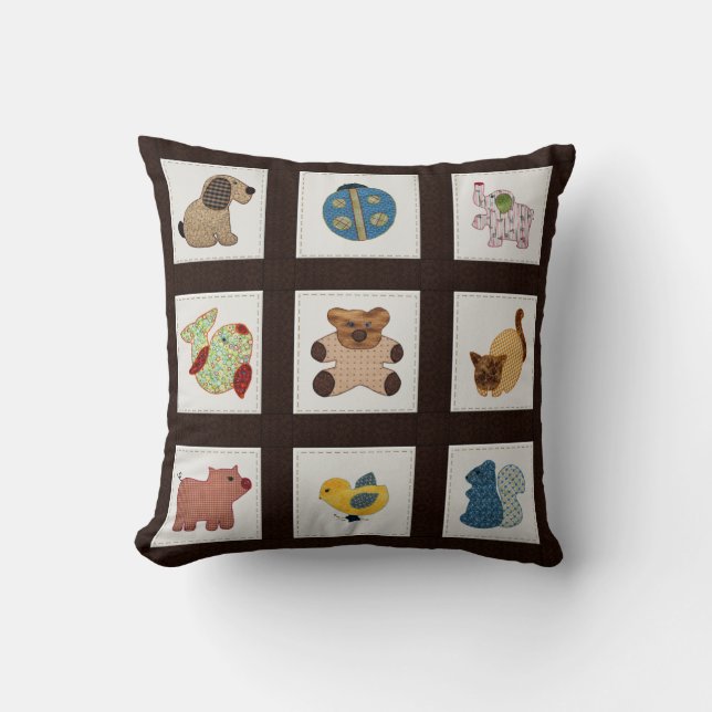 Cute Land Stil Baby djur Quilt Kudde (Framsida)