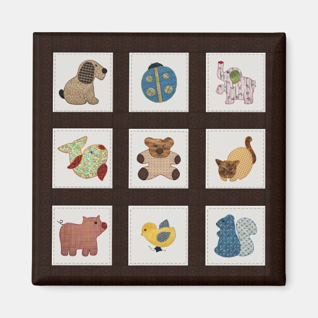 Cute Land Stil Baby djur Quilt Magnet (Framsidan)