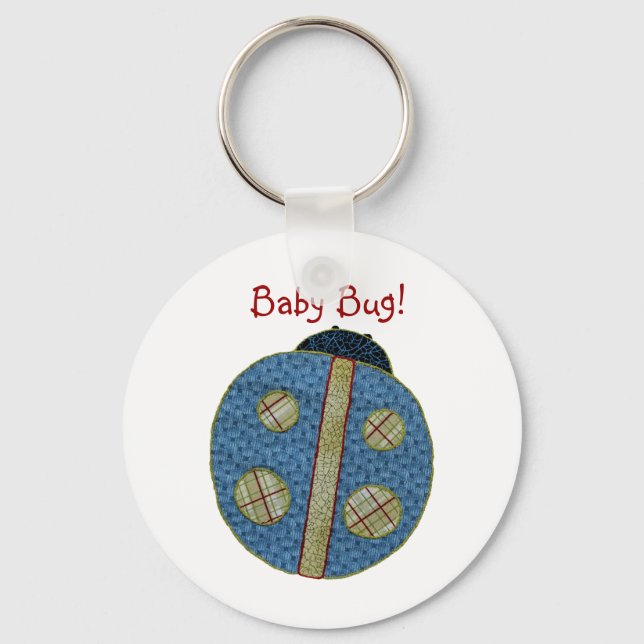 Cute Land Stil Blue Ladybug Baby Kryp Nyckelring (Framsida)