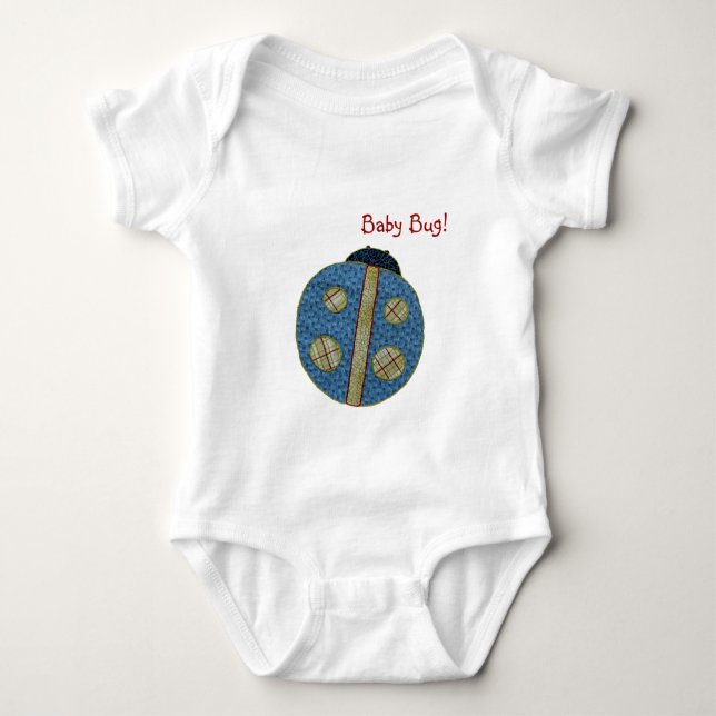 Cute Land Stil Blue Ladybug Baby Kryp Tee Shirt (Framsida)