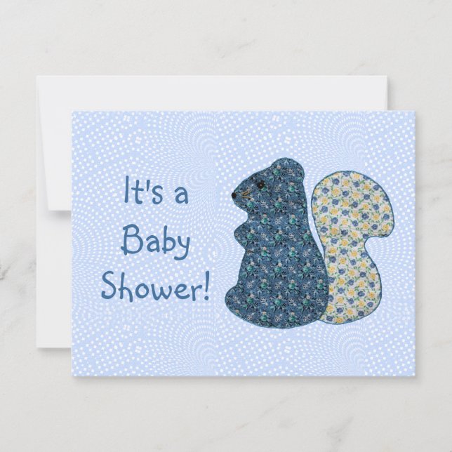 Cute Land Stil Blue Squirrel Baby Shower Inbjudningar (Framsida)