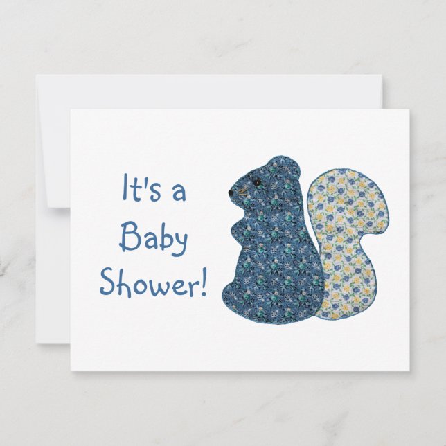 Cute Land Stil Blue Squirrel Baby Shower Inbjudningar (Framsida)