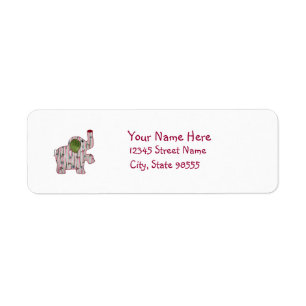 Cute Land Stil Rosa elefant med Namn Returadress Etikett