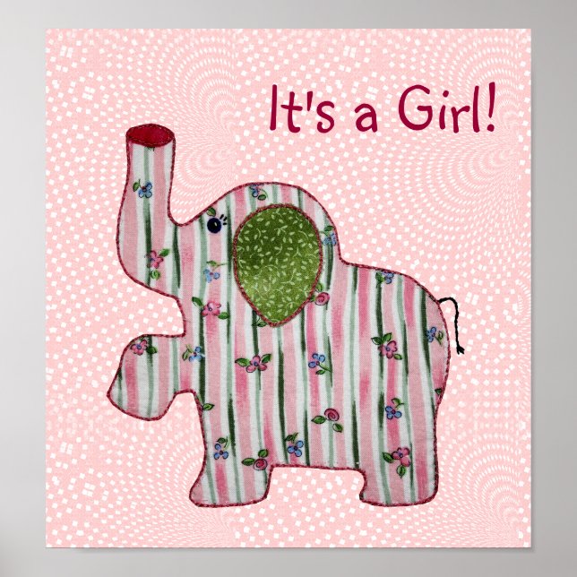 Cute Land Stil Rosa Elephant Flicka Poster (Framsidan)