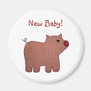 Cute Land Stil Rosa Pput Gris Nyfödd bebis Magnet