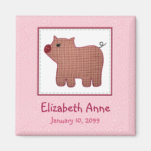Cute Land Stil Rosa Pput Gris Nyfödd bebis Magnet