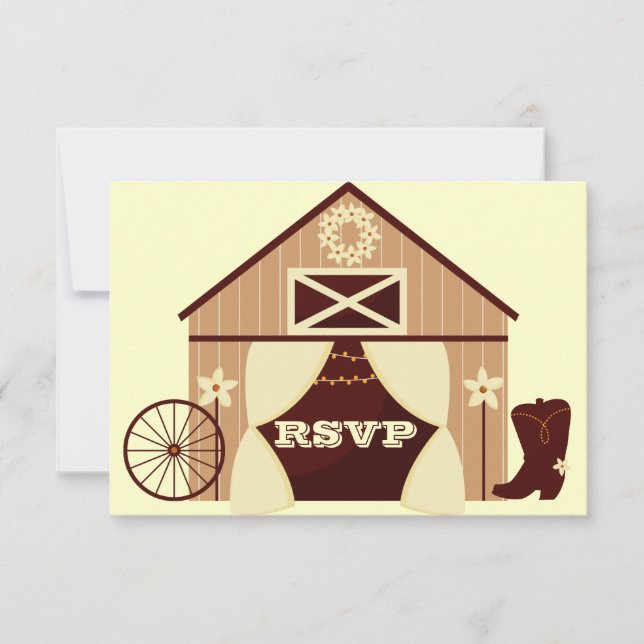 Cute Land Westernt Cowboykort Bröllop OSA Kort (Framsida)