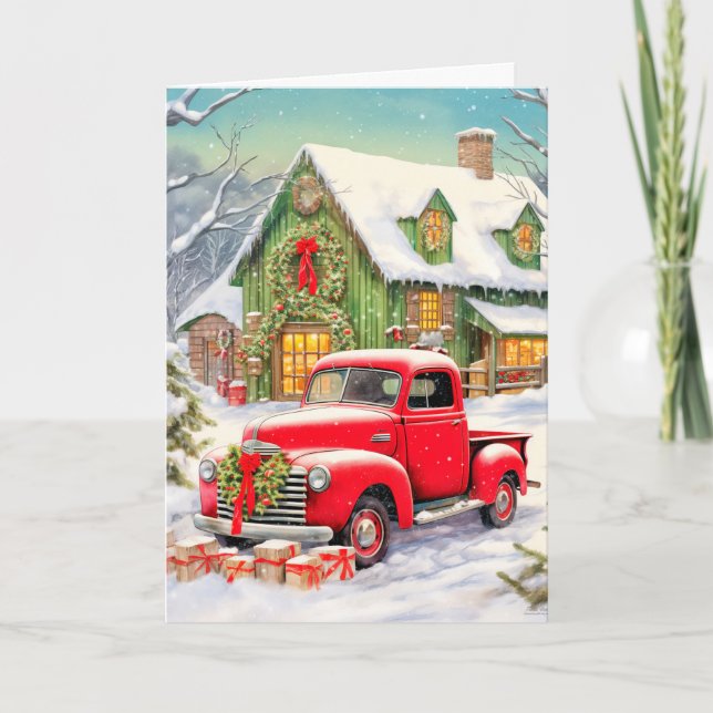 Cute Land Winter Homestead God jul Helgkort (Framsida)