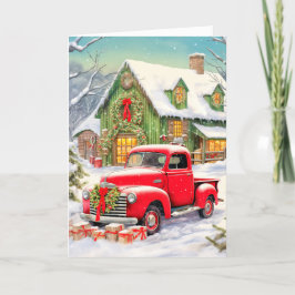 Cute Land Winter Homestead God jul Helgkort