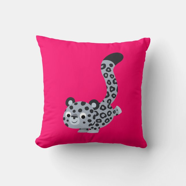 Cute Landing Snö Leopard Pillow Kudde (Framsida)