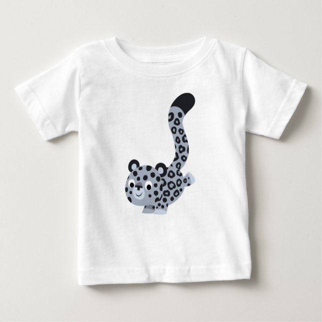 Cute Landing Tecknad Snö Leopard Baby T-Shirt (Framsida)