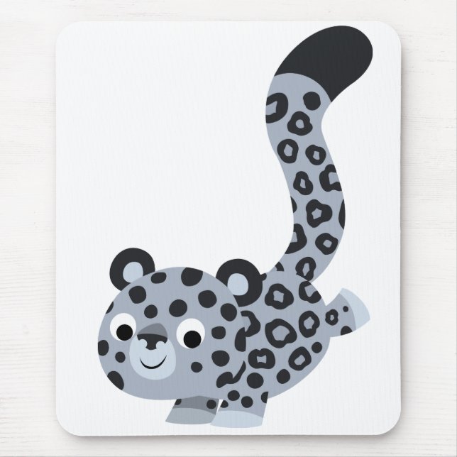 Cute Landing Tecknad Snö Leopard Mousepad Musmatta (Framsidan)