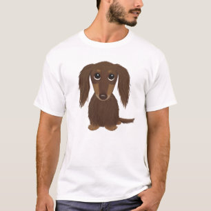 Cute Långhårig Chocolate Brown Dachshund T Shirt