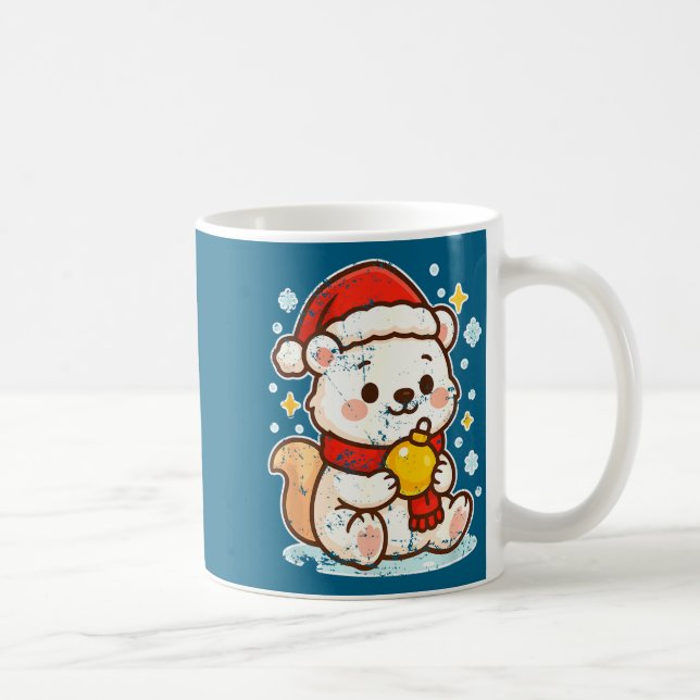Cute Lar Bear Winter With Santa Hat  Kaffemugg (Höger)